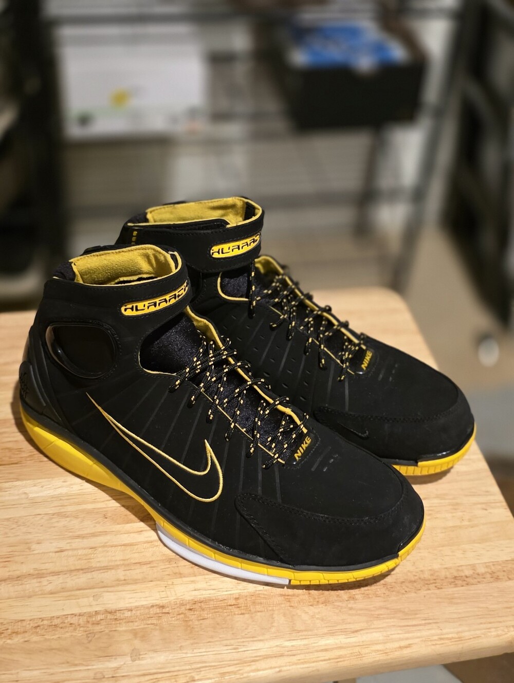 Nike Men’s Black and Yellow High-Top Athletic Sneakers